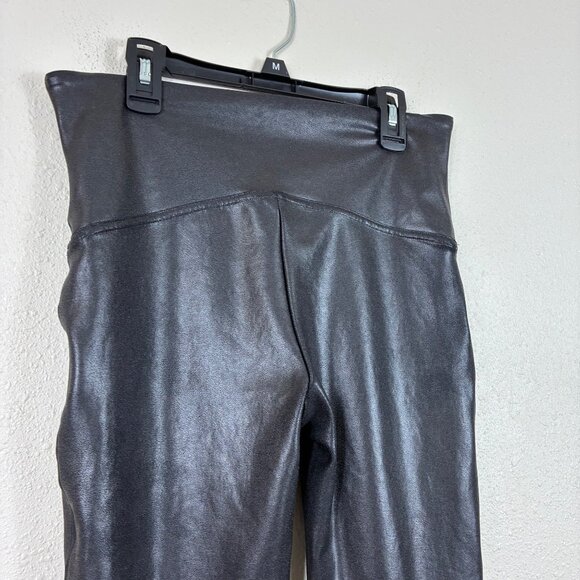 Spanx Black Faux Leather Leggings Size XL Slimming Control - Picture 4 of 7